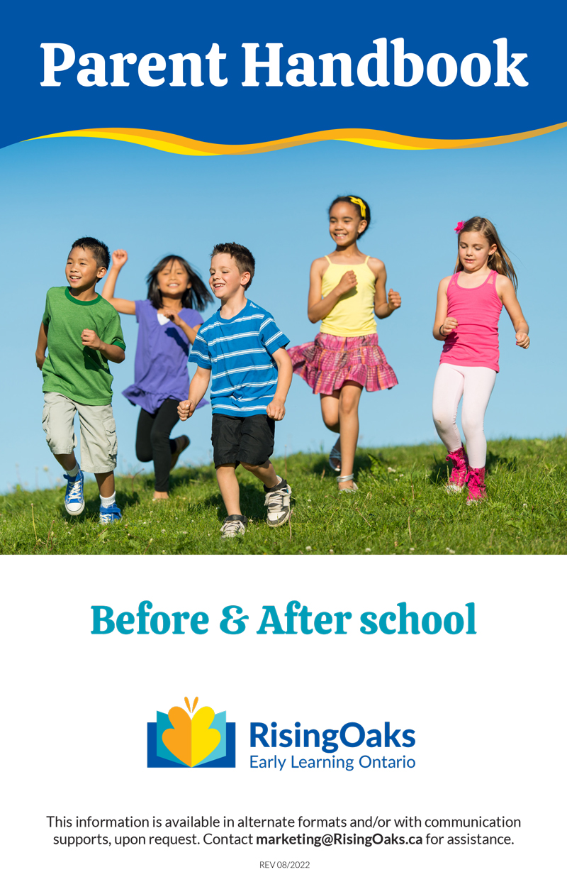 Handbook cover for before and after school programs at WCDSB locations