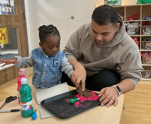 dipping hand in paint