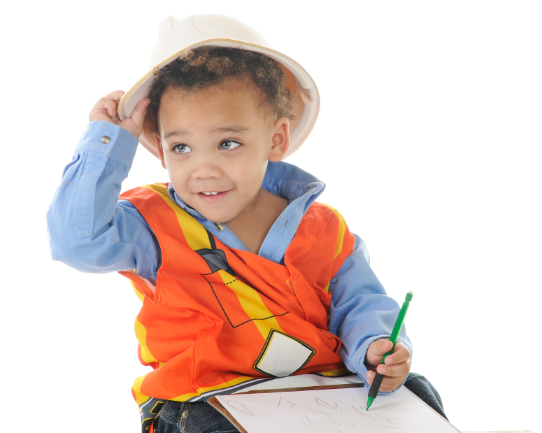 boy wearing construction gear