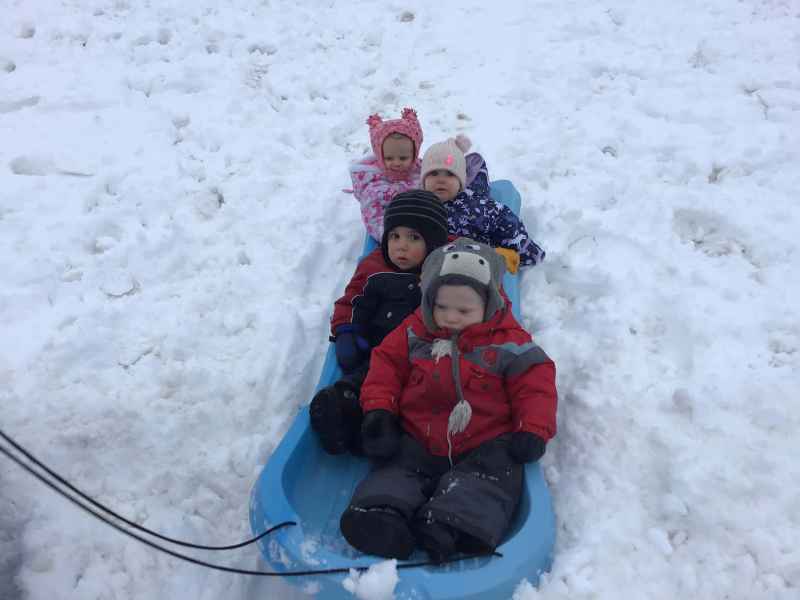 children on a sled