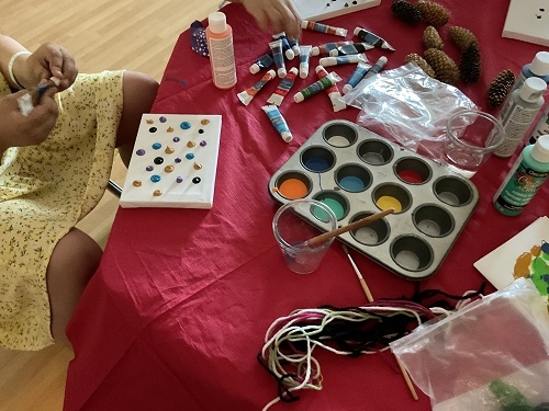 School Age 2 at RisingOaks Early Learning | St. Patrick have been actively exploring colors and different painting techniques through various art materials.  To build on this interest, we decided to extend their exploration of color mixing on canvas by introducing balloons rather than brushes.  