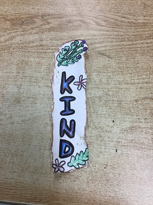 Finished bookmark displayed on a table