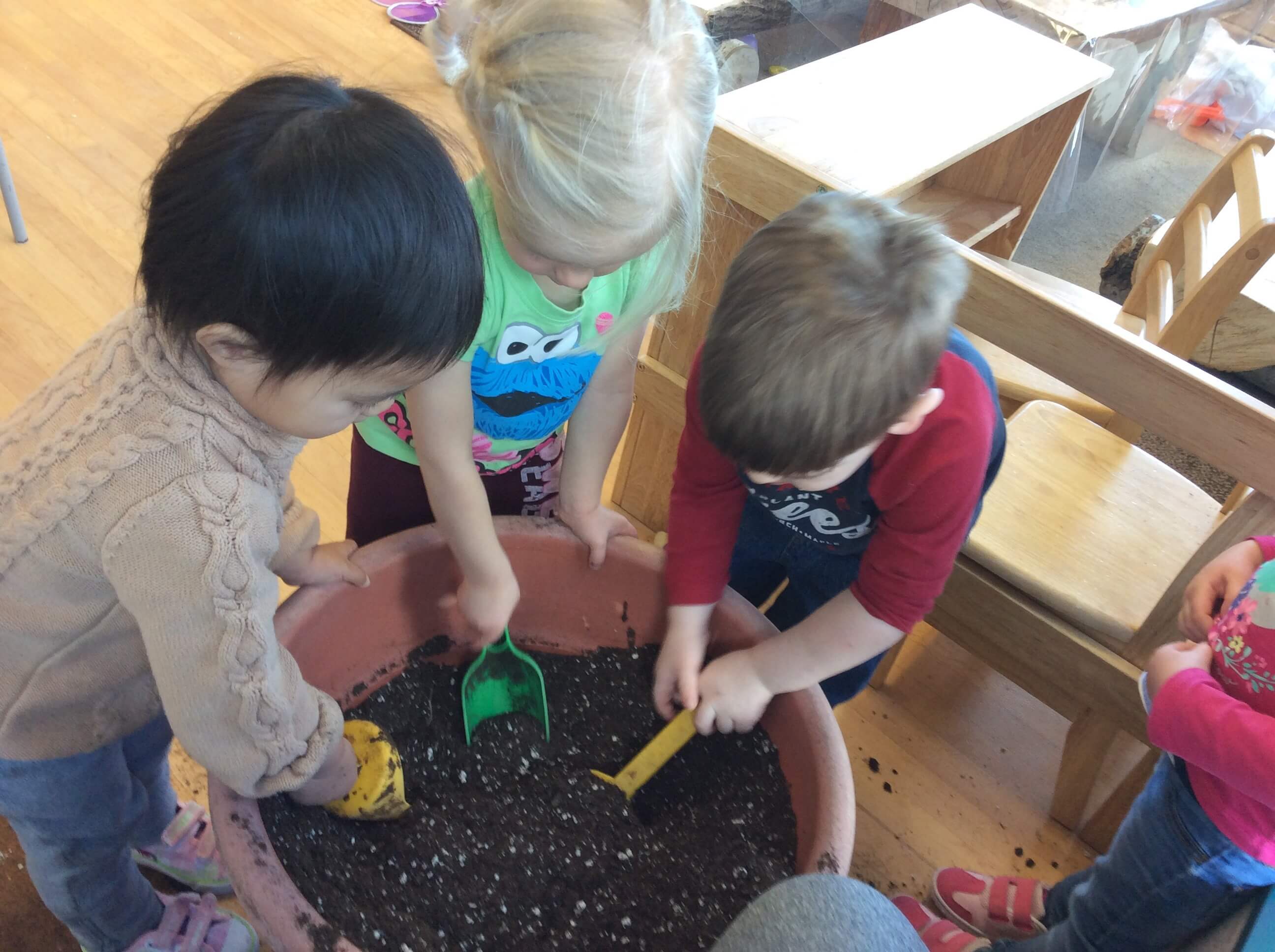 children planting seeds