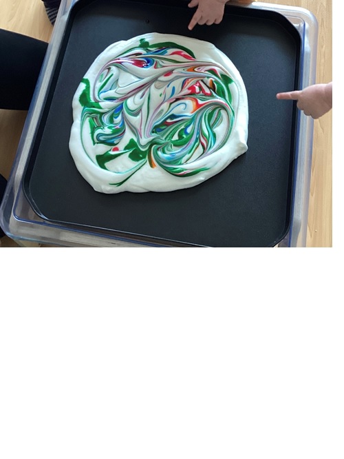 Chickpea foam coloured with food dye